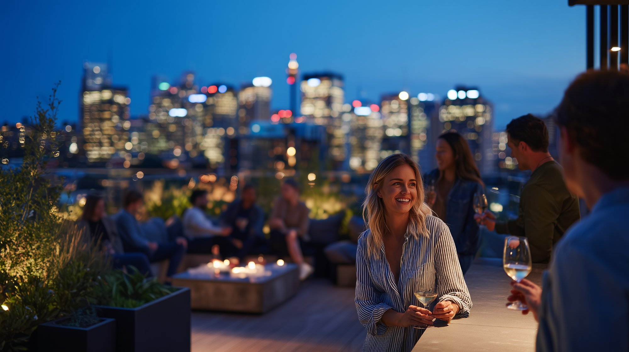 Residents enjoying rooftop